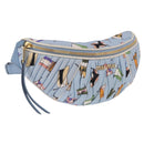 Miu Miu Matelasse Body Bag Canvas Light Blue Gold Auth 192044V-1