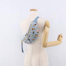 Miu Miu Matelasse Body Bag Canvas Light Blue Gold Auth 192044V-23