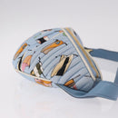 Miu Miu Matelasse Body Bag Canvas Light Blue Gold Auth 192044V-3