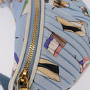 Miu Miu Matelasse Body Bag Canvas Light Blue Gold Auth 192044V-5