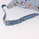 Miu Miu Matelasse Body Bag Canvas Light Blue Gold Auth 192044V-8