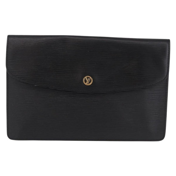 LOUIS VUITTON Epi Montaigne 27 Clutch Bag Black M52652 LV Auth 192045