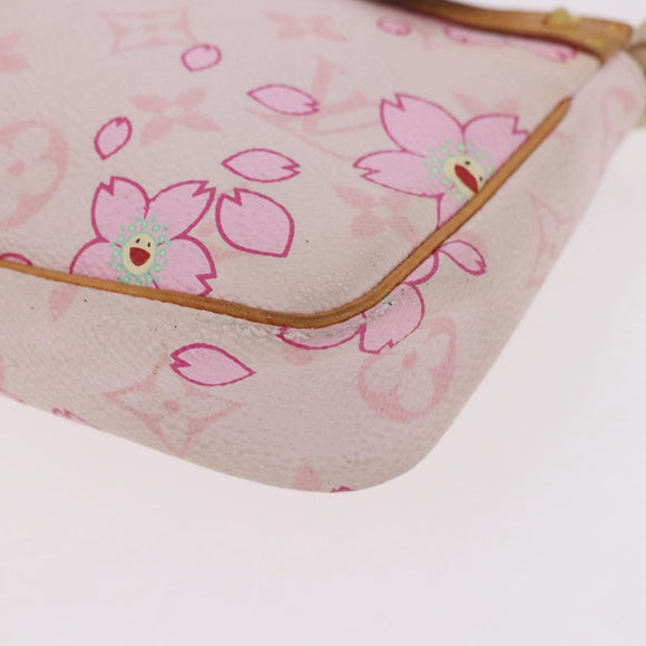 LOUIS VUITTON Cherry Blossom Pochette Accessoires Pouch Rose M92007 Auth 192052V