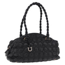 Salvatore Ferragamo Gancini Boston Bag Leather Black Silver Auth 192056V-1