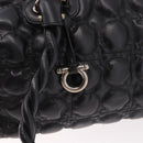 Salvatore Ferragamo Gancini Boston Bag Leather Black Silver Auth 192056V-18