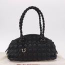 Salvatore Ferragamo Gancini Boston Bag Leather Black Silver Auth 192056V-12