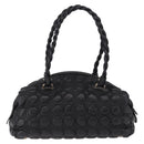 Salvatore Ferragamo Gancini Boston Bag Leather Black Silver Auth 192056V-2