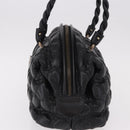 Salvatore Ferragamo Gancini Boston Bag Leather Black Silver Auth 192056V-3