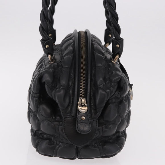 Salvatore Ferragamo Gancini Boston Bag Leather Black Silver Auth 192056V