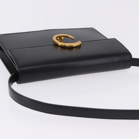 CARTIER PANTHERE Shoulder Bag Leather Black Gold Auth 192063V