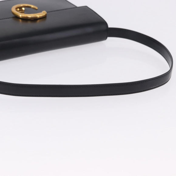CARTIER PANTHERE Shoulder Bag Leather Black Gold Auth 192063V