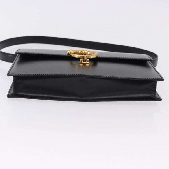 CARTIER PANTHERE Shoulder Bag Leather Black Gold Auth 192063V