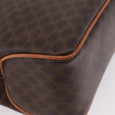 CELINE Macadam Canvas Circle Hand Bag PVC Leather Brown Gold Auth 192066-10