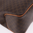 CELINE Macadam Canvas Circle Hand Bag PVC Leather Brown Gold Auth 192066-12