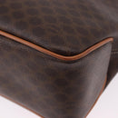 CELINE Macadam Canvas Circle Hand Bag PVC Leather Brown Gold Auth 192066-13