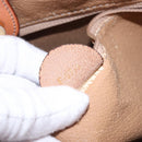 CELINE Macadam Canvas Circle Hand Bag PVC Leather Brown Gold Auth 192066-21