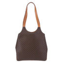 CELINE Macadam Canvas Circle Hand Bag PVC Leather Brown Gold Auth 192066-3