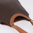 CELINE Macadam Canvas Circle Hand Bag PVC Leather Brown Gold Auth 192066-6
