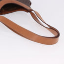 CELINE Macadam Canvas Circle Hand Bag PVC Leather Brown Gold Auth 192066-7