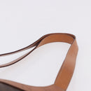 CELINE Macadam Canvas Circle Hand Bag PVC Leather Brown Gold Auth 192066-8