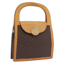 CELINE Macadam Canvas Medallion Hand Bag PVC Leather Brown Gold Auth 192071A-1