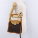 CELINE Macadam Canvas Medallion Hand Bag PVC Leather Brown Gold Auth 192071A-23