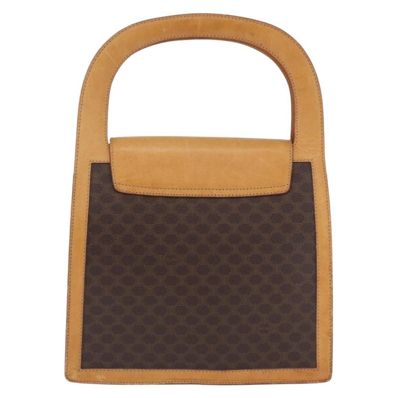 CELINE Macadam Canvas Medallion Hand Bag PVC Leather Brown Gold Auth 192071A