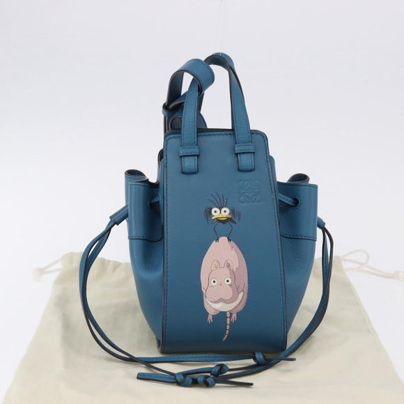 LOEWE Ghibli Collaboration Hammock Mini Hand Bag Leather Navy Gold Auth 192072SM