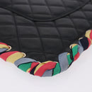 CHANEL Matelasse Clutch Bag Lamb Skin Black Gold CC Auth 192073SAM-15