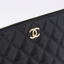 CHANEL Matelasse Clutch Bag Lamb Skin Black Gold CC Auth 192073SAM-17