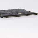 CHANEL Matelasse Clutch Bag Lamb Skin Black Gold CC Auth 192073SAM-5