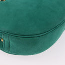 Christian Dior Chain Shoulder Bag Suede Green Gold Auth 192074V-14