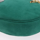 Christian Dior Chain Shoulder Bag Suede Green Gold Auth 192074V-15