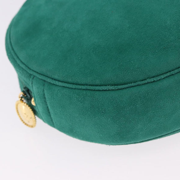 Christian Dior Chain Shoulder Bag Suede Green Gold Auth 192074V