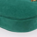 Christian Dior Chain Shoulder Bag Suede Green Gold Auth 192074V-17