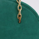 Christian Dior Chain Shoulder Bag Suede Green Gold Auth 192074V-3