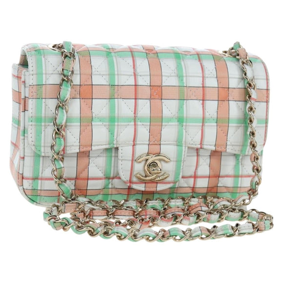 CHANEL Mini Matelasse 20 Chain Bag Lamb Skin Multicolor Gold CC Auth 192077SM