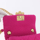 CHANEL Mini Matelasse 18 Chain Shoulder Bag tweed Pink Gold CC Auth 192078SM-19