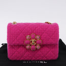 CHANEL Mini Matelasse 18 Chain Shoulder Bag tweed Pink Gold CC Auth 192078SM-12