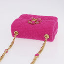 CHANEL Mini Matelasse 18 Chain Shoulder Bag tweed Pink Gold CC Auth 192078SM-6