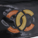 CHANEL Lipstick Chain Shoulder Bag Patent leather Black Silver CC Auth 192079V-17