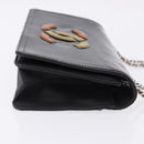 CHANEL Lipstick Chain Shoulder Bag Patent leather Black Silver CC Auth 192079V-3