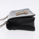 CHANEL Lipstick Chain Shoulder Bag Patent leather Black Silver CC Auth 192079V-4