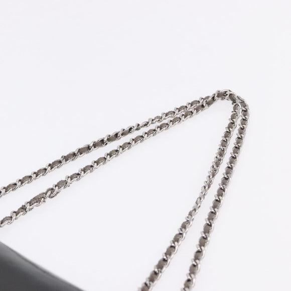 CHANEL Lipstick Chain Shoulder Bag Patent leather Black Silver CC Auth 192079V