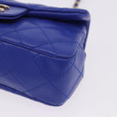 CHANEL Mini Matelasse 17 Chain Shoulder Bag Lamb Skin Blue Gold CC Auth 192080M-10