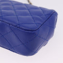 CHANEL Mini Matelasse 17 Chain Shoulder Bag Lamb Skin Blue Gold CC Auth 192080M-12