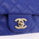 CHANEL Mini Matelasse 17 Chain Shoulder Bag Lamb Skin Blue Gold CC Auth 192080M-13