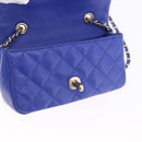 CHANEL Mini Matelasse 17 Chain Shoulder Bag Lamb Skin Blue Gold CC Auth 192080M-16