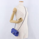 CHANEL Mini Matelasse 17 Chain Shoulder Bag Lamb Skin Blue Gold CC Auth 192080M-26