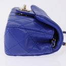 CHANEL Mini Matelasse 17 Chain Shoulder Bag Lamb Skin Blue Gold CC Auth 192080M-4